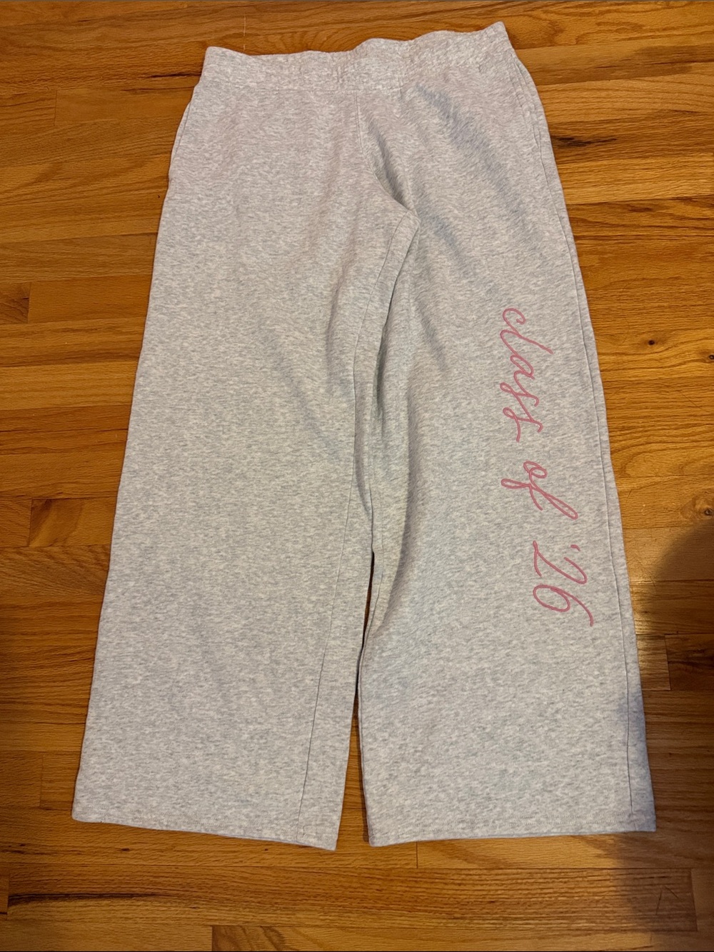 Hollister Light Gray Pajama Bottoms with Pink Script